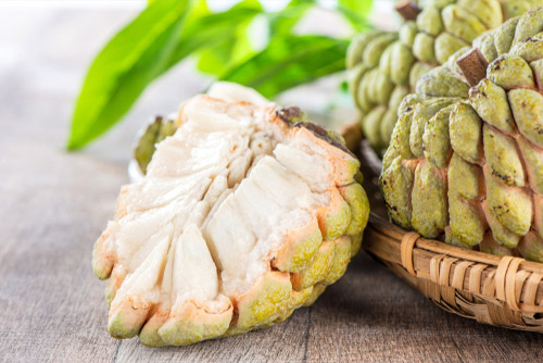 Custard apples placed in a basket.